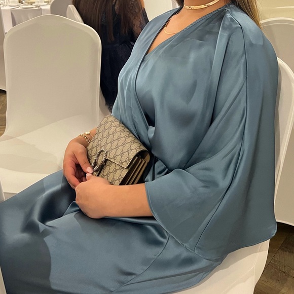 Blue Satin Midi Dress - Picture 2 of 2